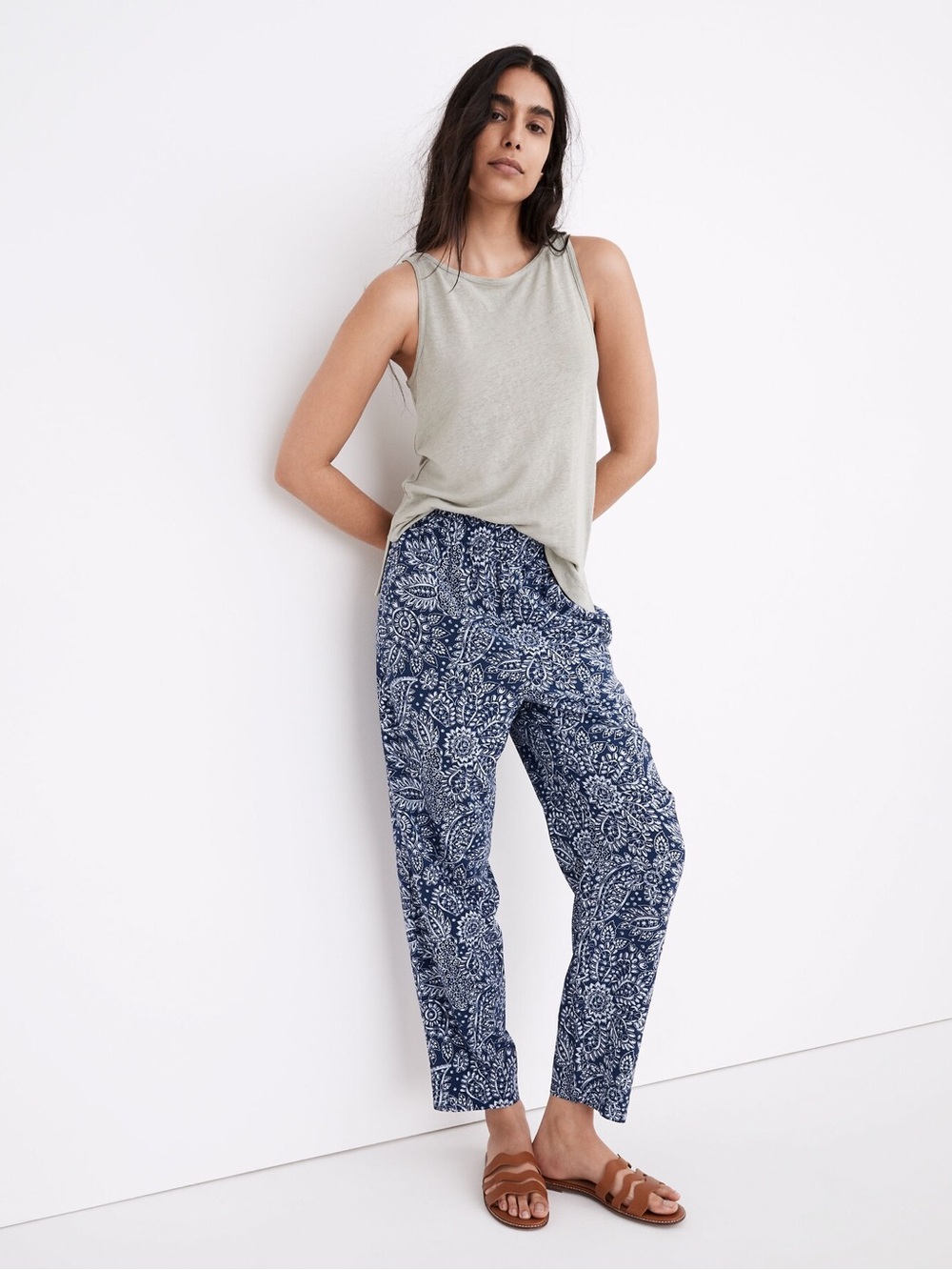 Madewell Navy & White Printed Relaxed Tapered Pants